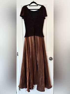 JS Collections Brown and Black Formal Maxi Dress